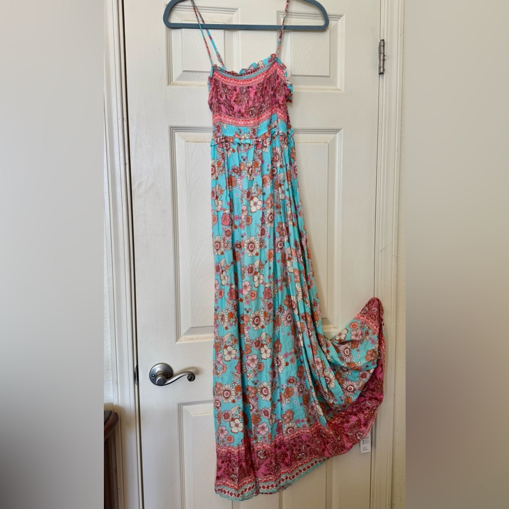Cupshe Floral Maxi Dress - Pink and Blue